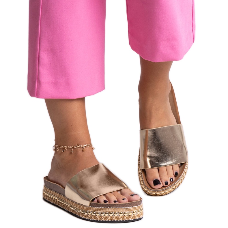 Zlatne japanke s ukrasnim jasmine potplatom zlatna