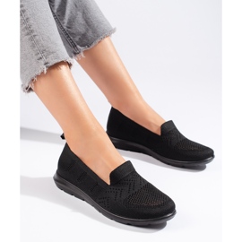 Ženski crni tekstilni slip-on crna