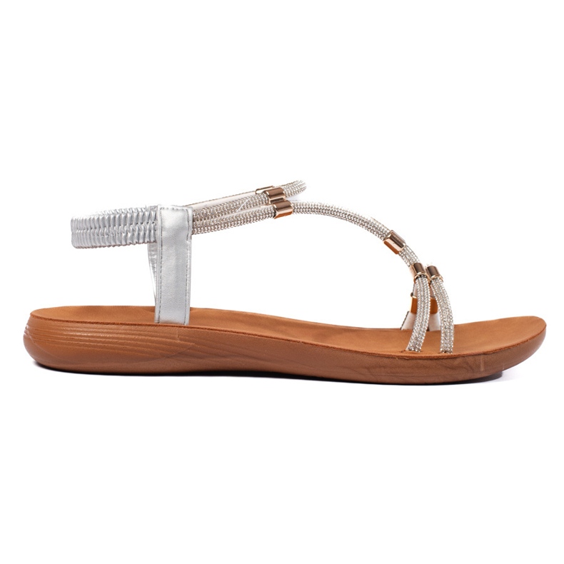 Srebrne ravne svjetlucave sandale srebro
