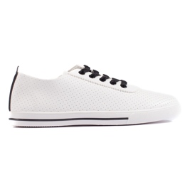 Bijele ženske tenisice s crnim vezicama bijela