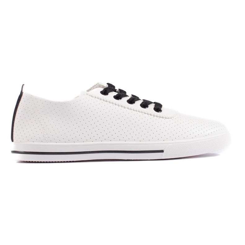 Bijele ženske tenisice s crnim vezicama bijela