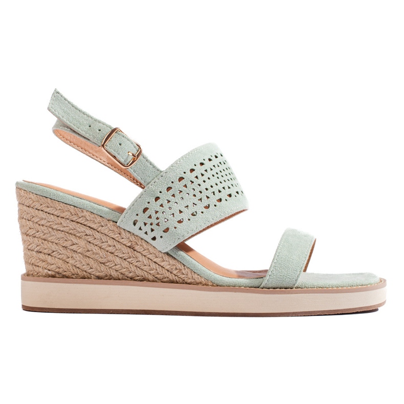 Zelene ženske sandale na klin zelena