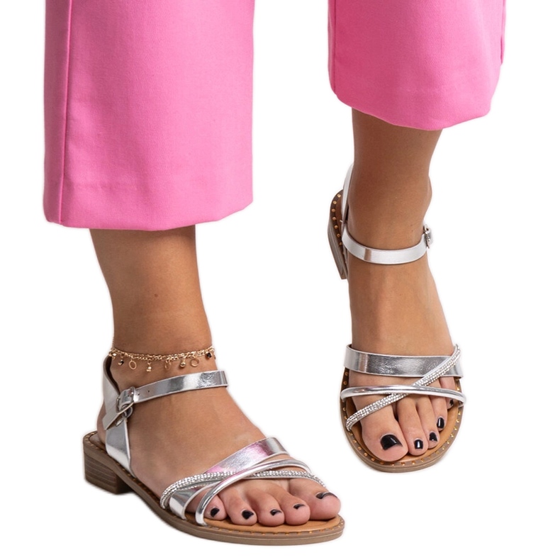 Srebrne sandale s kubnim cirkonima iz Elanorije srebro