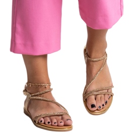 Zlatne sandale ukrašene Caramella cirkonima zlatni