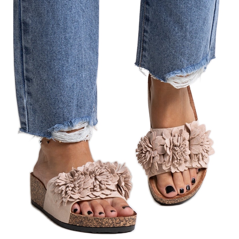 Bež japanke s cvjetićima na platformi Apolonia