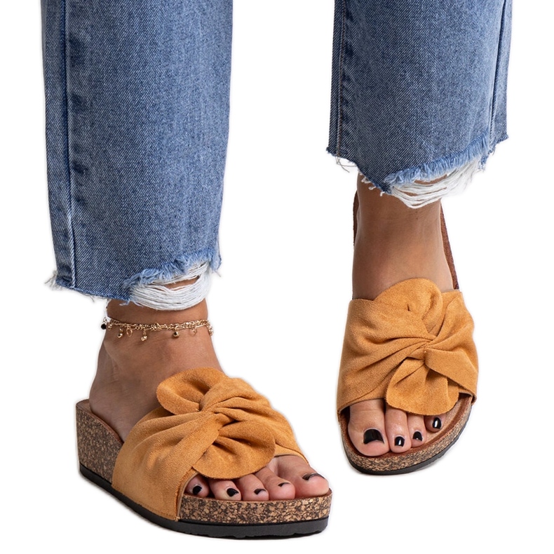 Smeđe papuče s Ghaza klinom od pluta smeđa