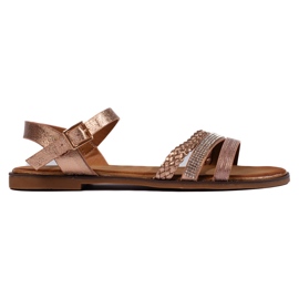 Ženske zlatne ravne sandale zlatni