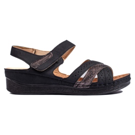 Ženske crne sandale na čičak crna