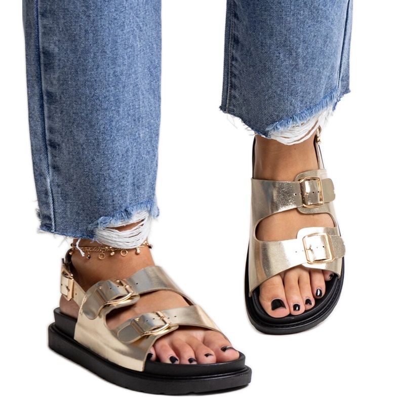 Bashera zlatne sandale s platformom zlatna