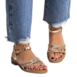 Zlatne sandale na visoku petu s Elanoria kubičnim cirkonima zlatni