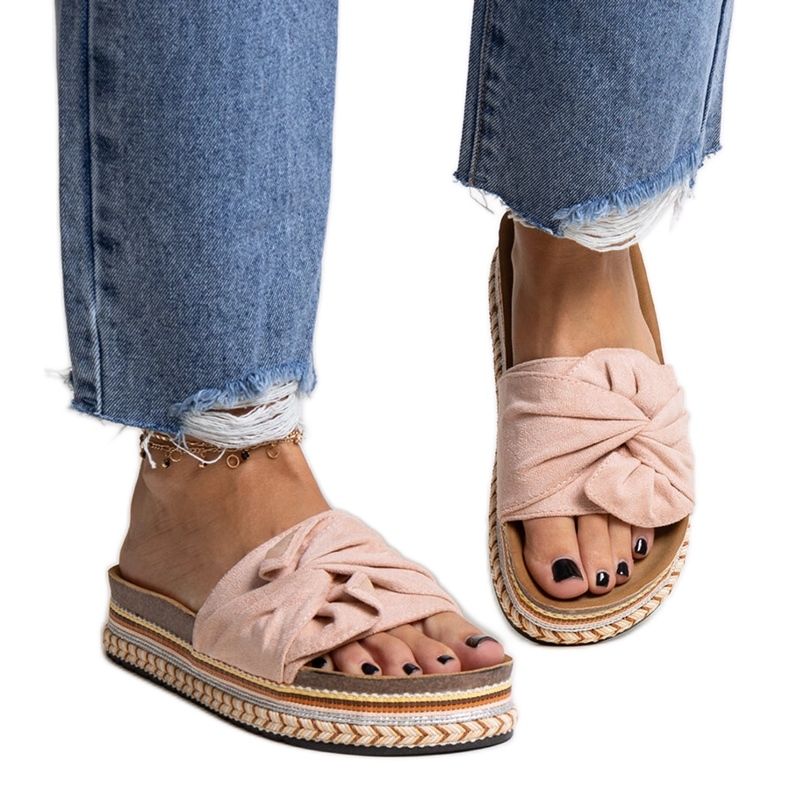 Masivne ružičaste papuče s ukrasnim Nibalie potplatom ružičasta