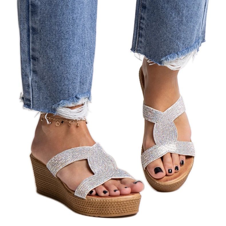 Srebrne mule na klin s Antuanet cirkonima srebro