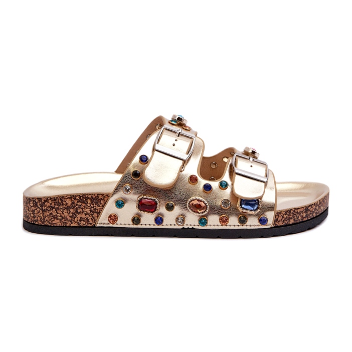 Ukrašene ženske japanke s kopčama S.Barski MY121 zlatne zlatna