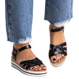 Hikma crne niske sandale na klin crna