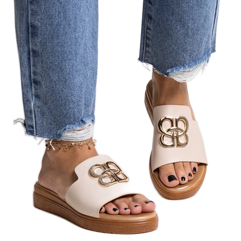 Bež japanke s ukrasnom Jinan kopčom