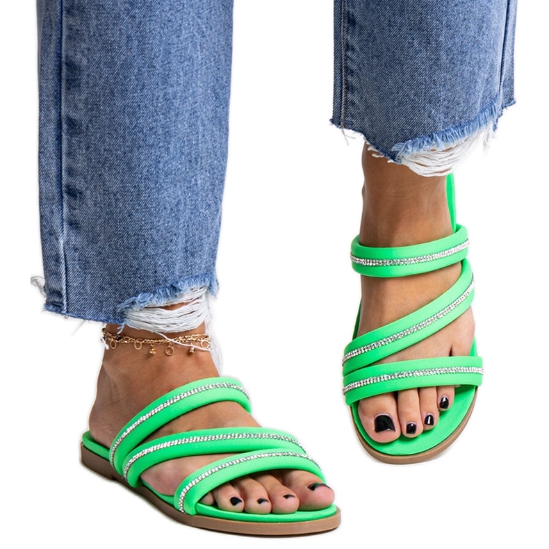 Zelene japanke sa kamenčićima iz Martinele zelena