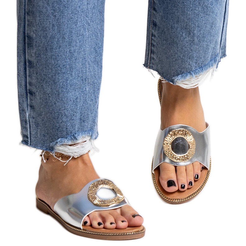 Srebrne japanke s ukrasnom Ganea kopčom srebro