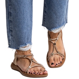 Zlatne sandale ukrašene Leilana cirkonima zlatna