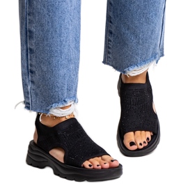 Crne sandale s platformom od tkanine s Delmare kamenčićima crna