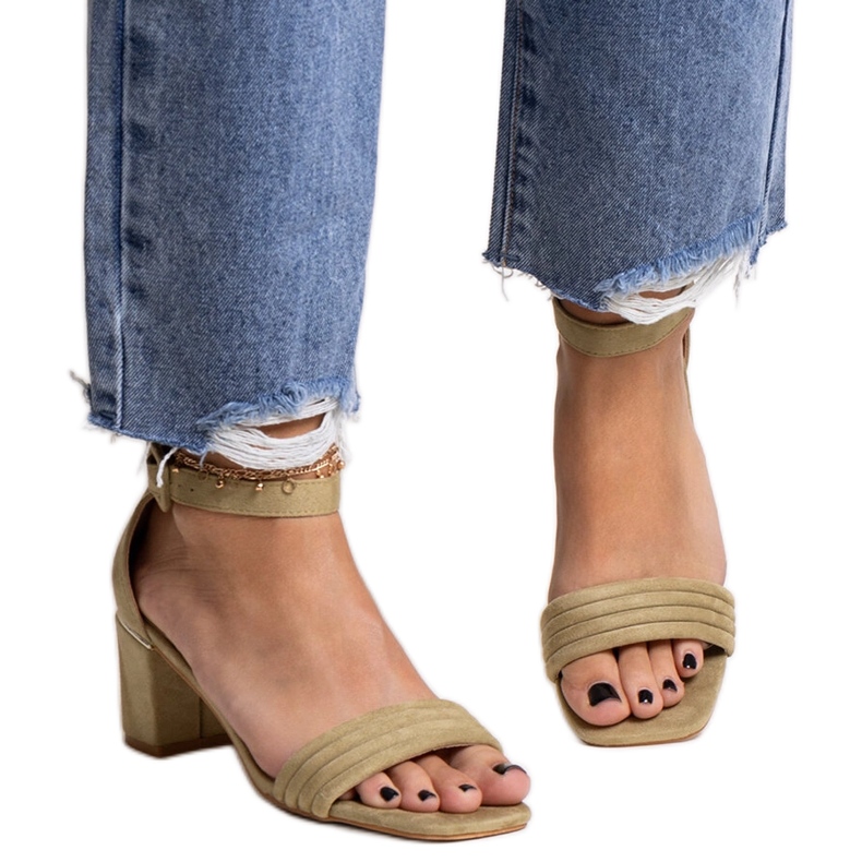 Joharove zelene sandale s niskom petom zelena