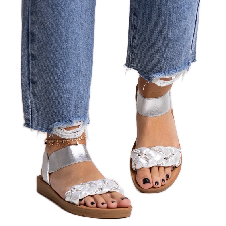 Srebrne Aldona sandale srebro