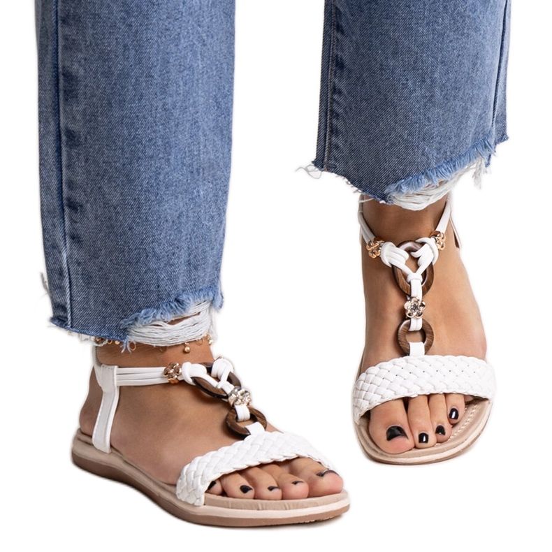 Bijele pletene sandale Izodora bijela