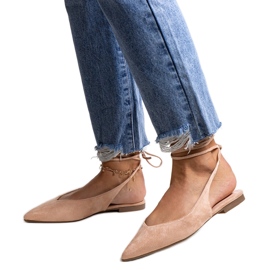 Bež balerinke Leaia na vezanje s otvorenom petom