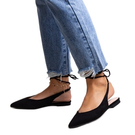 Leaia crne balerinke na vezanje s otvorenom petom crno