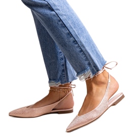 Safine ružičaste balerinke na vezanje sa kamenčićima ružičasta