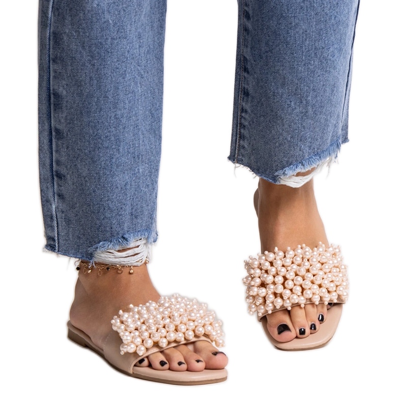 Bež japanke ukrašene Atiyene perlicama