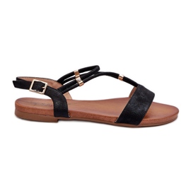 Ženske ravne sandale s remenom S.Barski KV27-010 crne crna