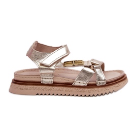 Zazoo 50103 Ženske kožne sandale na platformu, zlatne zlatni