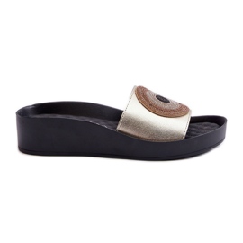 Ženske kožne japanke s ukrasom S.Barski KV27-019 zlatne zlatni