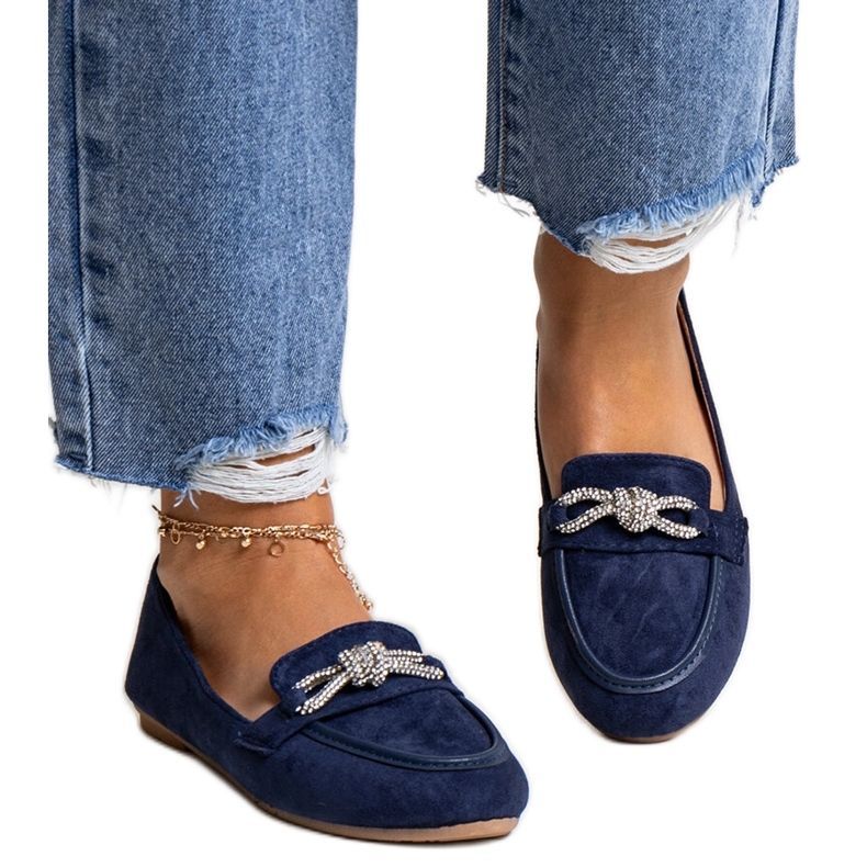 Mornarsko plave mokasine sa sjajnim Jabira ukrasom plava