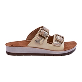 Udobne ženske japanke s kopčama Inblu CP000045 zlatne zlatni