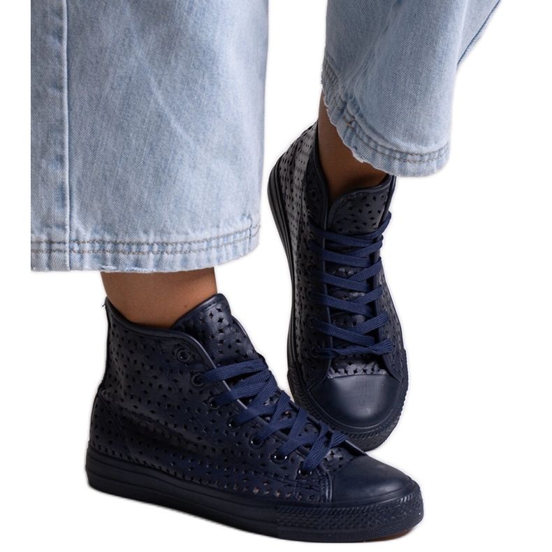 Bez marki Mornarsko plave visoke ažur tenisice marke Shima plava