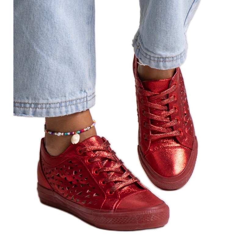 Bez marki Crvene ažurne Safune tenisice crvena