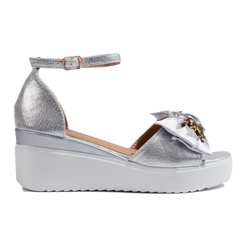 Srebrne sandale na klin srebro