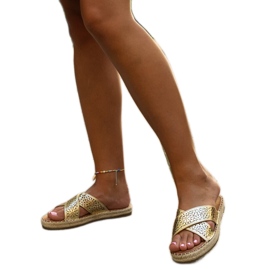 Zlatne ažurne papuče Awet zlatni