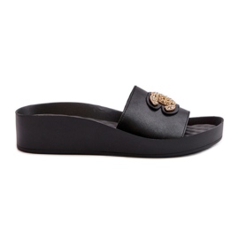 Elegantne, lagane ženske japanke s ukrasom, prirodna koža S.Barski KV27-013, crne crna