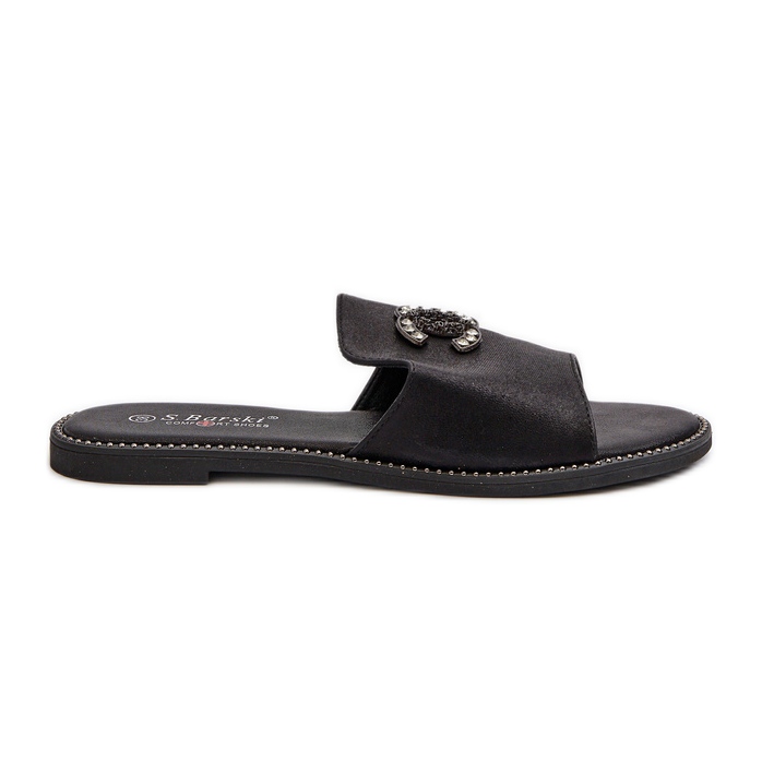 Elegantne ženske svjetlucave japanke s ukrasom S.Barski KV27-050 crne crno