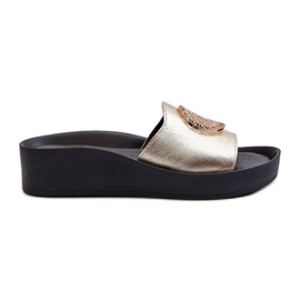 Zazoo 2920 ženske kožne japanke sa zlatnim detaljima zlatne boje