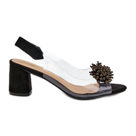 Ženske sandale na visoku petu s prozirnim gornjištem, crna Aleola