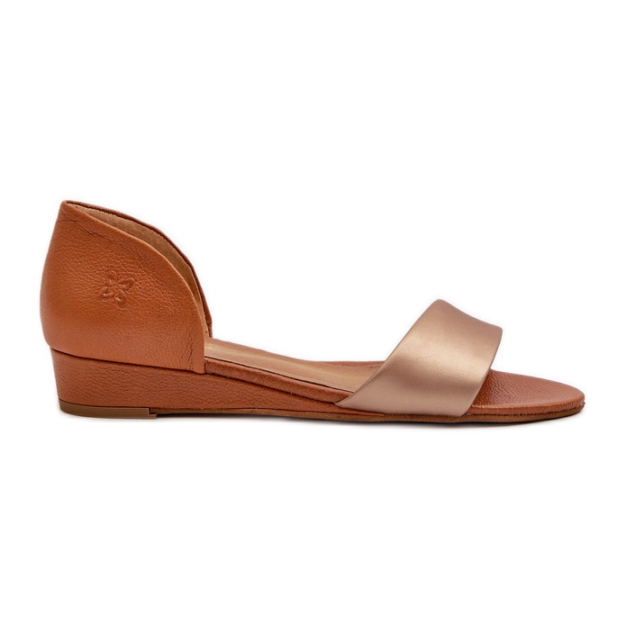 Kožne sandale Maciejka 1971-68 smeđe i zlatne zlatna