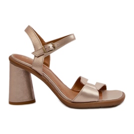 Kožne sandale na visoku petu Maciejka 06029-25 zlatne zlatni