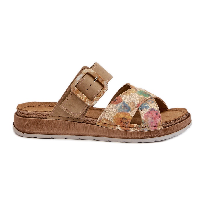 Udobne ženske japanke s cvjetnom kopčom Inblu GS000051 Smeđe smeđa