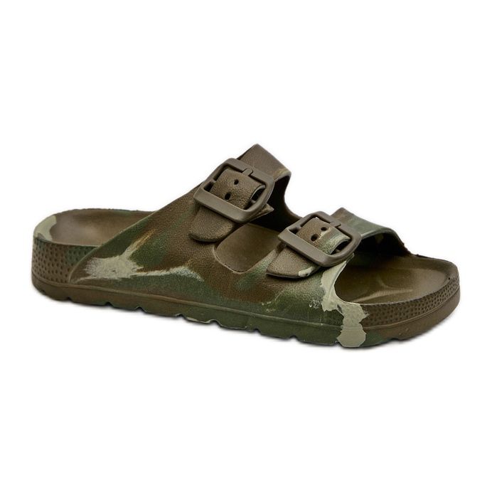 Lagane dječačke japanke od pjene s kopčama, tamnozelene, Adirnaca zelena