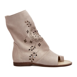 Zazoo 3437 Ženske sandale od brušene kože s patentnim zatvaračem na gornjem dijelu svijetlo bež boje