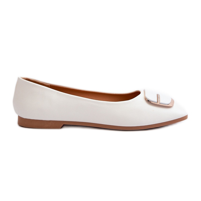 Ženske balerinke od eko kože s ukrasom, bijele Edoslli bijela