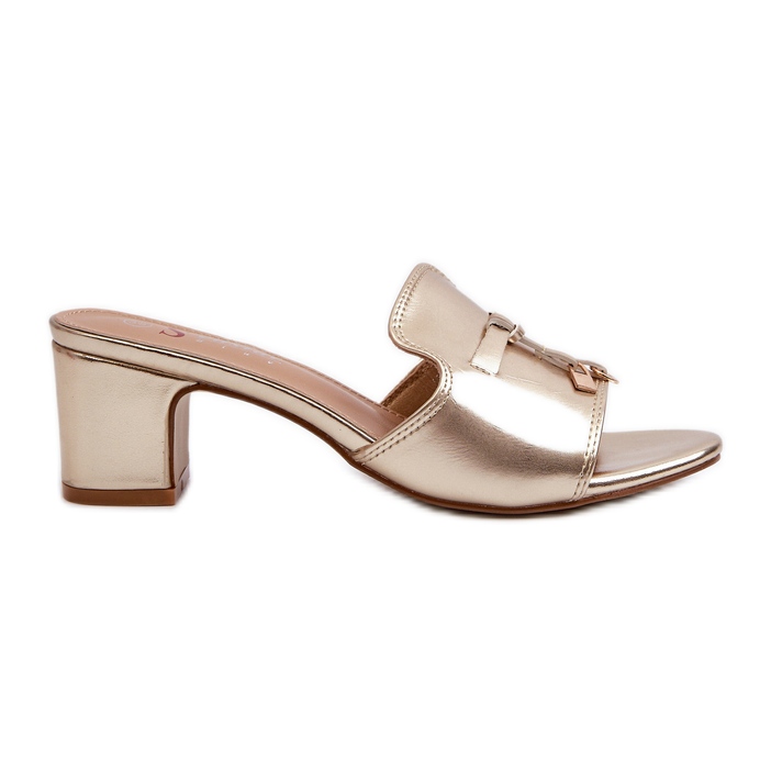 Ženske japanke od eko kože sa visokom petom, zlatne jemenne zlatna